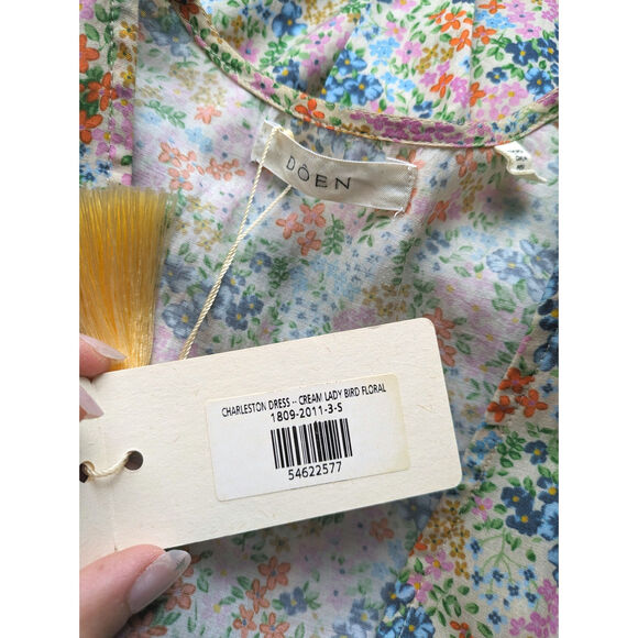 Doen Charleston Cream Ladybird Floral V Neck Midi Dress Small - Picture 5 of 9